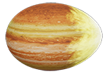 orange and yellow striped planet